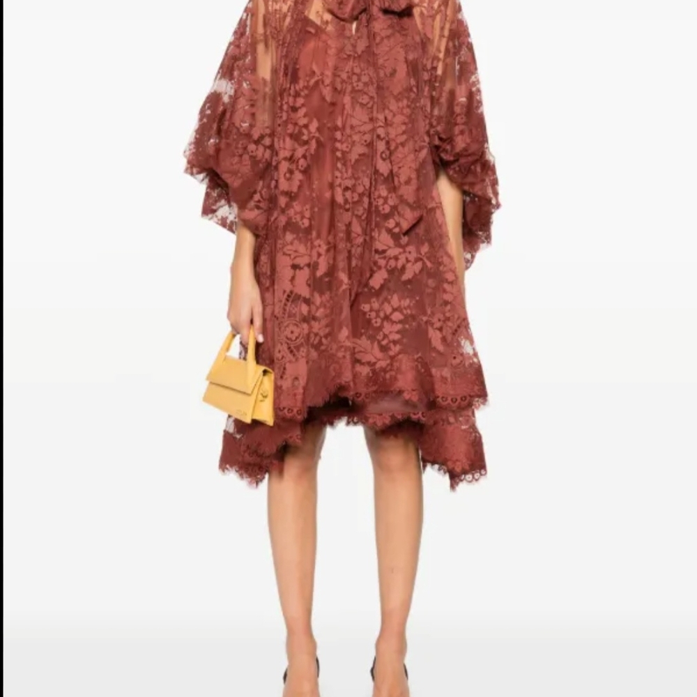 Zimmermann Elegant Lace Dress in Rust